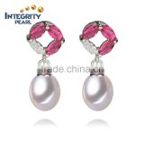 Wholesale fancy fashion white pearl earrings AAA 8-9mm drop pearl earring