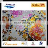 Digital Peony Printed Mull Cotton Lycra Fabric in Denim