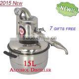 High Quality Household Stainless Steel 15L Home Alcohol Distiller For Sale With Thermometer Spirits(Alcohol) Distillation Boiler thumbnail-1