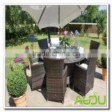 Audu Rattan Winchester Round Table and 6 Rounded Armchairs thumbnail-1