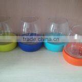 Fake Stone Candle Holder With Cylinder Glass thumbnail-1