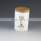 Coffee Tea Sugar Ball Shaped Porcelain Storage Bottle&jar With Wood Lid thumbnail-2