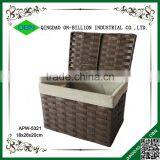 Decorative Hand Woven Paper Rope Brown Laundry Hamper With Lid thumbnail-1