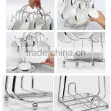 Metal Wire Rack for Organizing 6 Saucers & 6 Cups & 6 Spoons Espresso Set Rack Tea Set Display Stand thumbnail-5