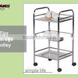 3 Tier Metal Movable Storage Kitchen Galley Medical Cart Office Trolley thumbnail-1