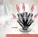 5 Pcs Set of Non-stick Coated/colorful Rose Printing Kitchen Knives thumbnail-1