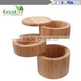 Bamboo 3-Tiered Seasoning Spice Salt Storage Box With Removable Rotating Magnetic Lid thumbnail-6