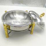 Hot Sale Round Gold Stainless Steel Buffet Chaffing Dish thumbnail-2