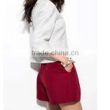 Fashion Red Warm Woolen High Waist A Line Office Winter Ladies Culotte Shorts thumbnail-2