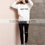 European Style Fashion Print Custom Letters Long Sleeve Fleece Joker Contracted Comfortable Hoodie Top for Women thumbnail-2