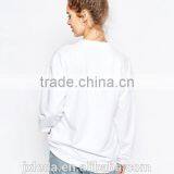 Ladies Crew Neck Cute Panda Print White Sweatshirt thumbnail-3