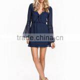 Whoelsale Custom Fashion Lace Boarder Dress For Women Designer One Piece Party V-neck Front Casual Dress thumbnail-3