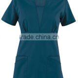 New Inset V-Neck Four Pocket Scrub Top With Back Elastic thumbnail-1