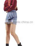 2017 OEM Elegant Sexy Raffle Falbala Plaid Mini Skirt thumbnail-6