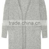 Long Version Women Wearing Knitted Cardigan With Ribbed Cuffs and Hem With Multi Colors Options thumbnail-6