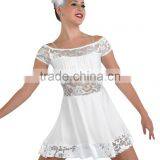 2016 - Women White Lyrical Knee Length Lace Amazing Dress for Show thumbnail-1