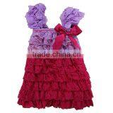 Girls Lavender Hot Pink Cap Sleeves Lace Ruffles One Piece Pettidress Party Dress 6M-5Y thumbnail-1