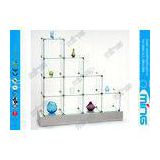 Cube 4 Step Glass Display Cabinets for Shopping Mall , SGS Approvals