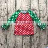 New Arrival Baby Girls Christmas Raglan Shirts 100% Cotton Ruffle Long Sleeves Kids Clothes Top thumbnail-2