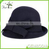 Promotion Fashion Korea Style Khaki Bowknot Felt Winter Women Fascinator Wide Brim Hat thumbnail-3