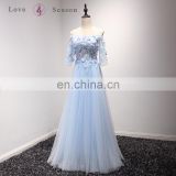 A17AL0013 girls dresses off shoulder casual dresses real royal blue prom evening dresses