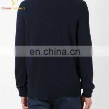 Navy Men Merino Wool v Neck Pullover Sweater thumbnail-2