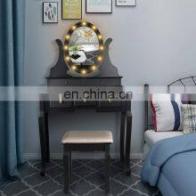 Makeup Dressing Table and Cushioned Stool Set With 5 Large Drawers for Women Girls