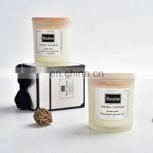 Wholesale Candle Fragrance Glass Candle Cup Cire De Soja Frosted Glass Candle Jar With Lid Bamboo For Wedding Souvenir