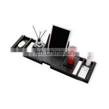 Royal Craft Wood Bamboo Bath Bathroom Black Bathtub Accessory Rack Caddy Extendable Tray Telescopic Adjustable for Bathtub thumbnail-5