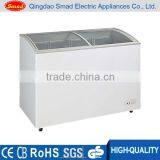 Popular Supermarket Chest Freezer With Double Sliding Curved Glass Doors 318L