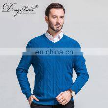 High-End Merino Wool V-Neck Pullover Sweaters for Men Wholesale Cable Knit Winter Style thumbnail-4