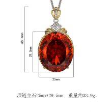 Hundred Cut Oval Pendant Necklace Sparkling 25*30mm Big Egg 5A Grade Stone With 55cm Neck Chain Fashion Jewelry Accessories thumbnail-4