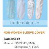 Disposable Non-woven PP SMS Microporus PE+PP Sleeve Cover Oversleeves Elastic Wrist White Blue thumbnail-1