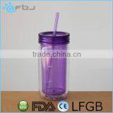Clear Plastic Mason Jar With Lid And Straw
