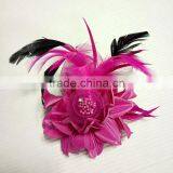 Colorful Artificial Fabric and Feather Flower Brooch thumbnail-2