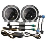7" LED Headlight High/Low Beam With Halo Turn Signal Running Lights For Jeep Hummer Camaro Harley