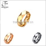 Women's Tungsten Carbide Silver/Rose Gold/Gold Plated Prism Rhombus Cut Wedding Ring 6mm