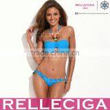 Blue Storm - RELLECIGA Jungle Jewel 1/2 Cup Bandeau With Mild Push-up Molded Foam Padding Bikini Set Swimwear