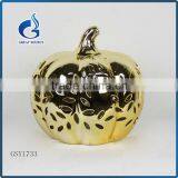 Golden Ceramic Halloween Pumpkin Tealight Holder