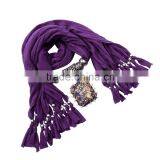 Newest Spring Warm Fashion Plain Purple Pendant Scarf