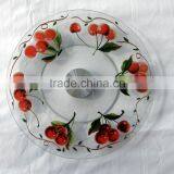 Fruit Pattern Tempered Glass Rotating Lazy Susan With Feet