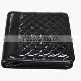 Personalized Lattice Leather Portfolio With Zipper Pocket thumbnail-1
