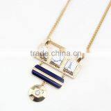 Exaggerated Necklace Jewelry 3 Square Linked Turquoise Handset Arts 2 Color Stone Pendant Necklaces thumbnail-6