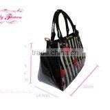 2016 Fashion Shiny PU Handbag With Rose in Stripes Print thumbnail-6
