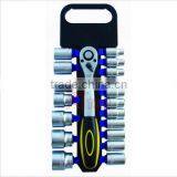 19PCS Blue Socket Wrench Set With Ratchet Wrench, 1/2" DR., CR-V