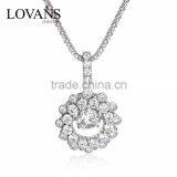 Fashion Jewelry Pave Dancing Stone Diamond Silver Pendant Necklace SPG919W