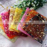 20*30cm In Stock Mixed Color Wholesle Moon and Star Organza Pouch Gift Bags Fit Wedding Party
