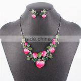 Cheap Europe Brand Statement Necklace and Resin Earring Jewelry Set Peach Fruit for Girl thumbnail-2