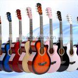 Beginner colorful 38 inch all linden practice student acoustic guitar