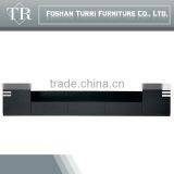 newest design black stone marble top oak wood base TV stand